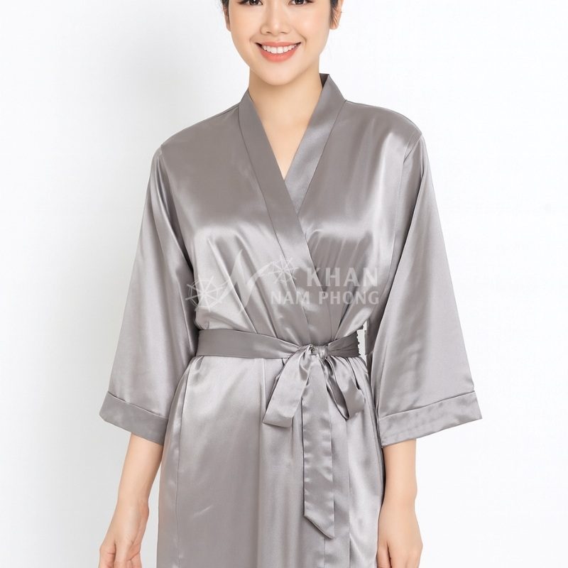Áo Choàng Chuyên Dụng Cho Spa/ Makeup Lụa Hàn Quốc Màu Xám Freesize