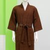 Áo Choàng Tắm Cotton Dệt Tổ Ong Màu Nâu Socola Thêu Logo JK SPA & ACADEMY Freesize