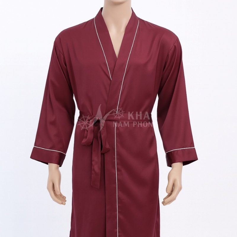 Áo Choàng Tắm Spa Lụa Hàn Quốc Màu Đỏ Đô Freesize