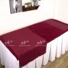 Bộ Khăn Trải Giường Spa Màu Đỏ Đô (Rượu Vang) Microfiber Thêu Logo