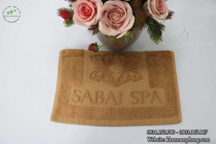 Mẫu khăn mặt SaBai Spa - Nâu Nhạt (Cotton)