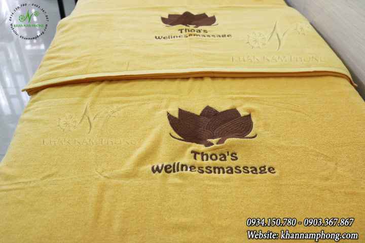 Mẫu khăn trải giường Thoa's Wellnessmassage - Màu Vàng (Cotton)