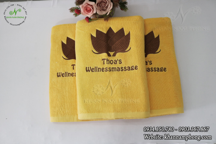Mẫu khăn trải giường Thoa's Wellnessmassage - Màu Vàng (Cotton)f