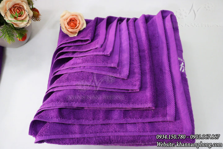 Mẫu khăn trải giường Song Tuyền Spa - Màu Tím - (Cotton)