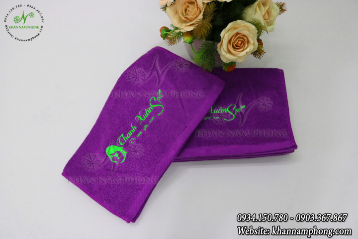 Mẫu khăn lau tay Thanh Xuân Spa (Tím - Cotton)