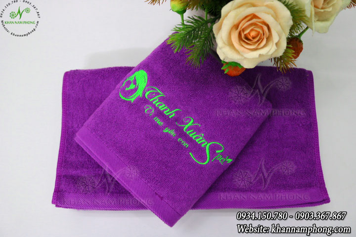 Mẫu khăn lau tay Thanh Xuân Spa (Tím - Cotton)