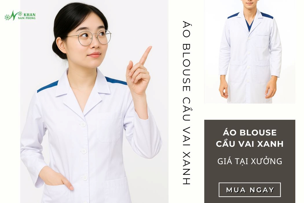 Áo blouse cầu vai xanh giá tại xưởng