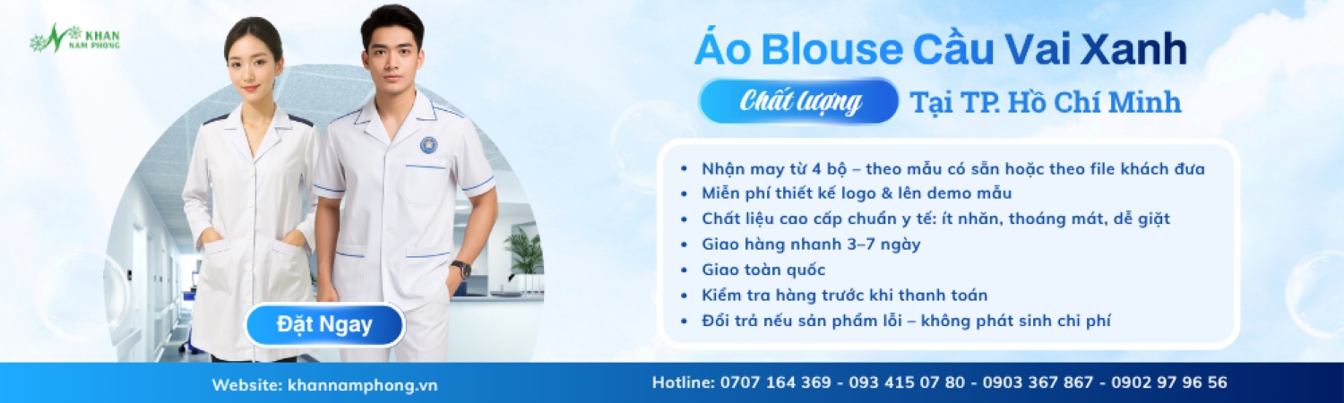 Áo blouse cầu vai xanh TP.HCM
