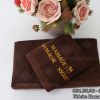 Bộ Khăn Lau Tay Spa Màu Nâu Socola (Cotton) Thêu Logo