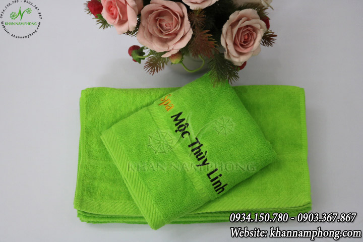 Mẫu khăn lau tay Mộc Thùy Linh (Xanh Cốm - Cotton)