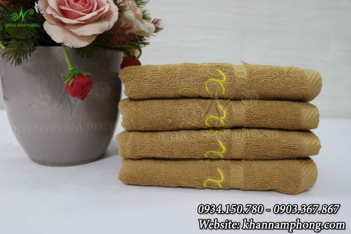 Mẫu khăn lau tay Saha Salon (Nâu Nhạt - Cotton)