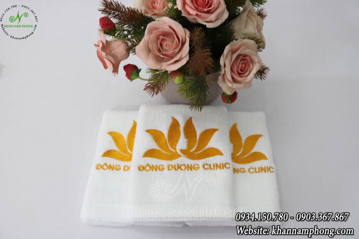 Mẫu khăn lau tay Đông Dương Clinic (Trắng - Cotton)