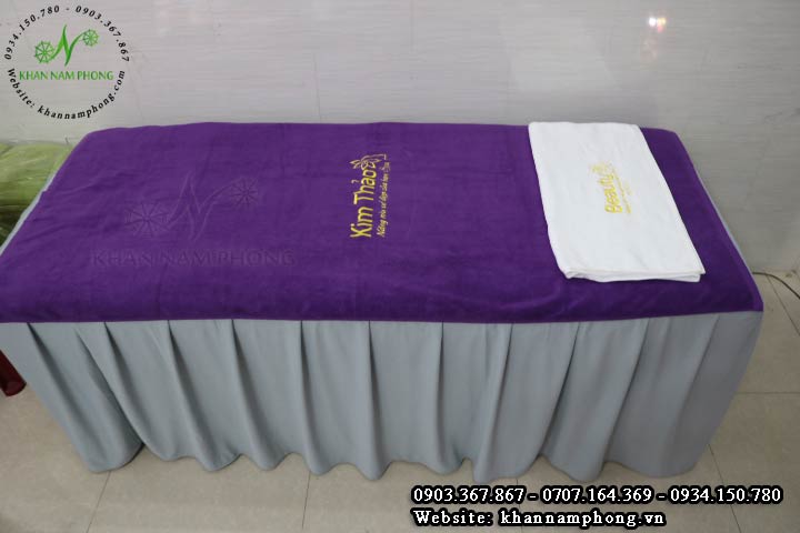 Mẫu khăn trải giường Kim Thảo Spa (Tím - Cotton)