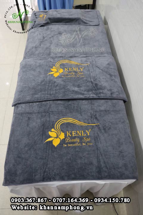 Mẫu khăn trải giường Kenly Beauty Spa Xám - (Microfiber)