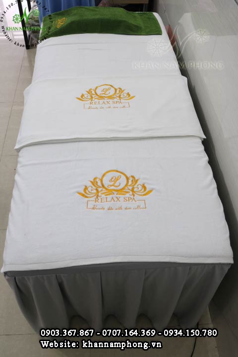 Mẫu khăn trải giường Relax Spa - Trắng (Cotton)