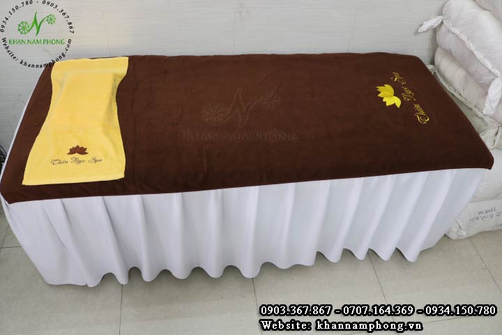 Mẫu sản phẩm khăn trải giường Thiên Ngọc Spa - Nâu (Cotton)