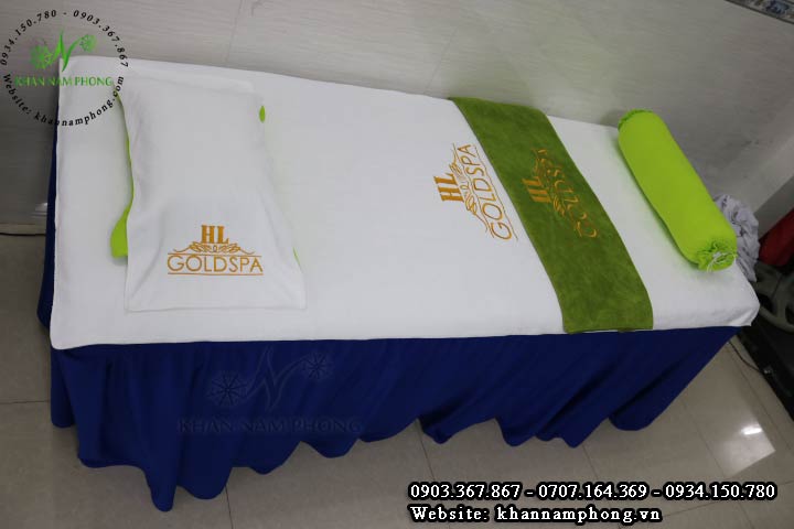 Mẫu khăn trải giường HL GoldSpa - Trắng (Cotton)