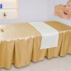 Drap Giường Spa Chất Liệu Lụa Hàn Quốc Màu Vàng Kem Kèm Chăn Phủ Màu Trắng