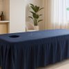 Ga Trải Giường Spa Bằng Thun Gấm Màu Xanh Navy Kèm Gối Có Khoét Lỗ