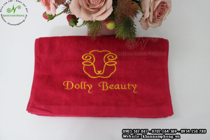 Mẫu khăn lau tay Dolly Beauty Nail (Đỏ – Cotton)