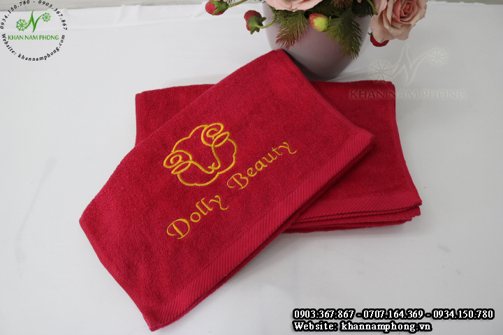 Mẫu khăn Dolly Beauty Nail (Đỏ – Cotton)