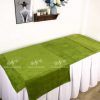 Bộ Khăn Trải Giường Spa Màu Xanh Lá Microfiber Thêu Logo