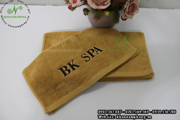 Mẫu khăn lau tay BK Spa (Nâu Nhạt - Cotton)