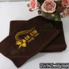 Khăn Mặt Cotton Màu Nâu Socola Thêu Logo