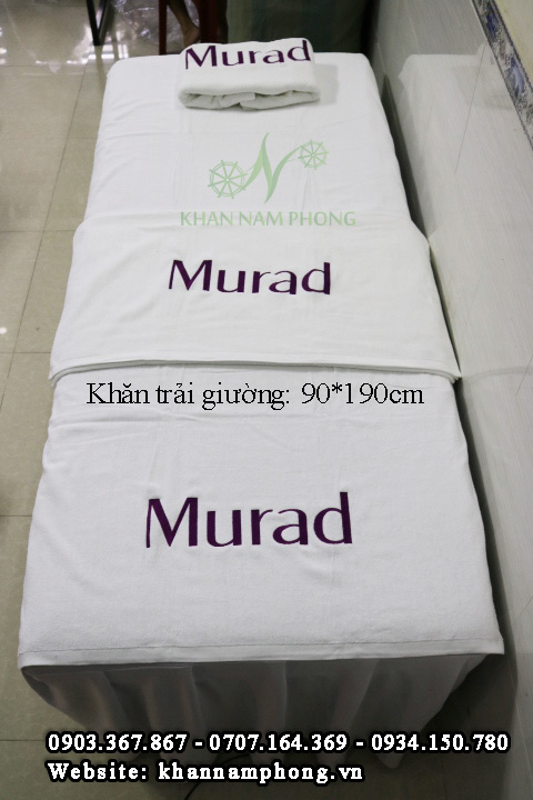 Mẫu khăn trải giường Murad Spa - Trắng (Cotton)