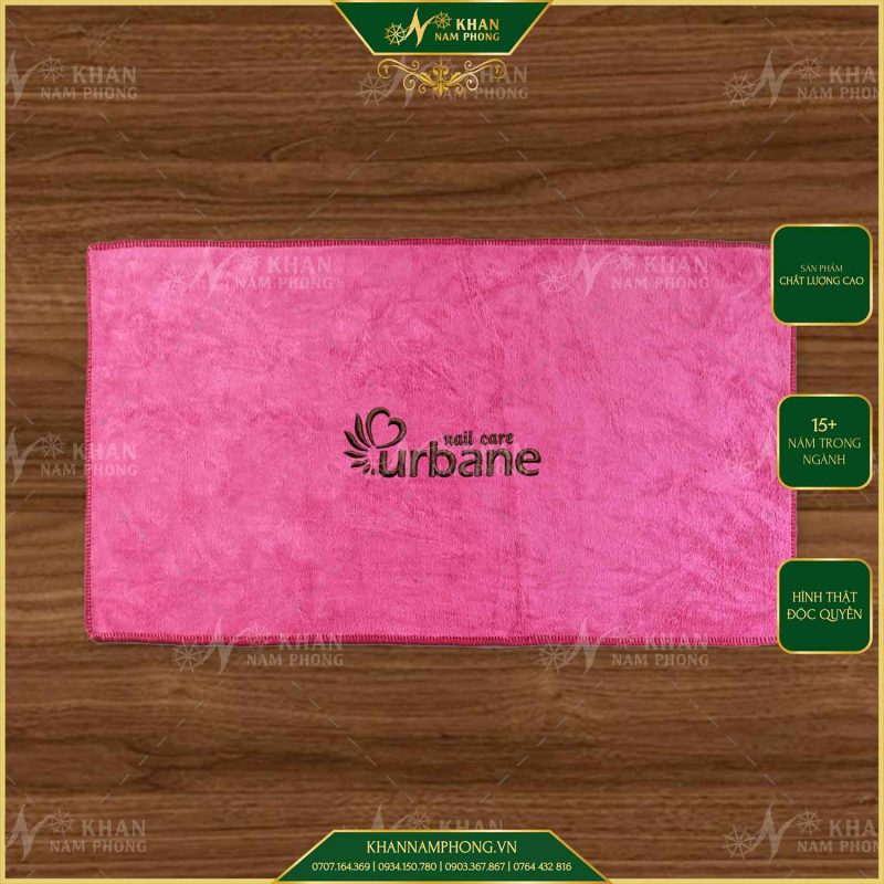 Bộ Khăn Khăn Nails Màu Hồng (Microfiber) Thêu Logo Thấm Nước
