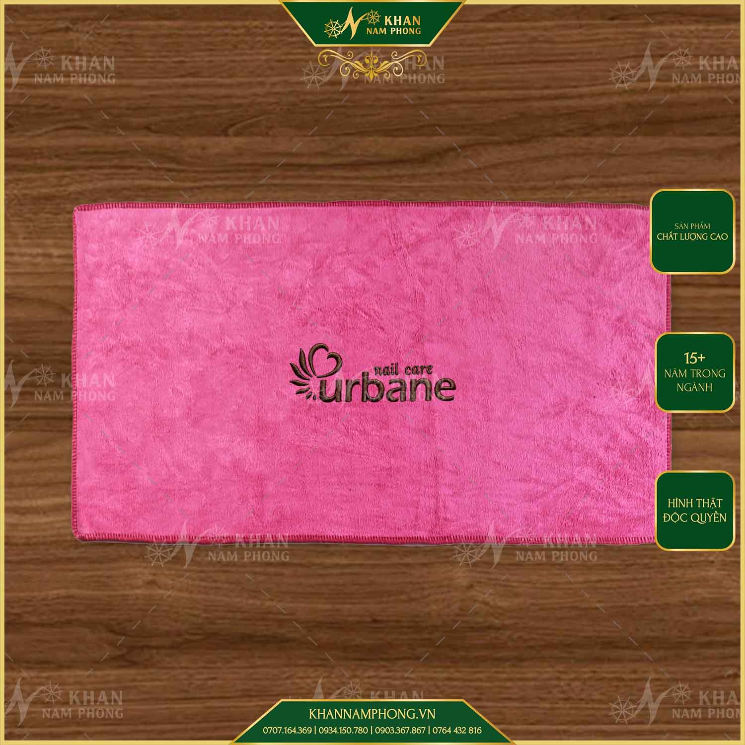 Bộ Khăn Khăn Nails Màu Hồng (Microfiber) Thêu Logo Thấm Nước Bộ Khăn Khăn Nails Màu Hồng (Microfiber) Thêu Logo Thấm Nước