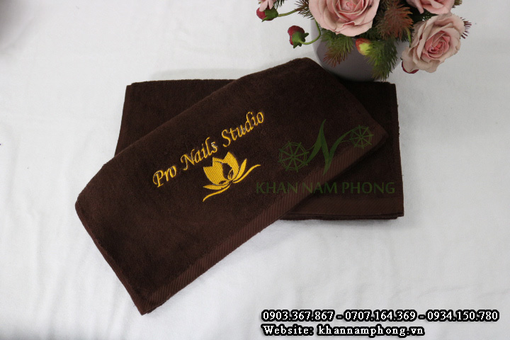 Mẫu khăn Pro Nails Studio (Nâu socola - Cotton)