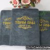 Bộ Khăn Nails, Khăn Làm Móng Màu Xám Thêu/Dập Logo (Cotton)