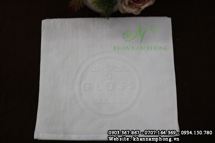 Mẫu khăn GLOSS Nail Bar Trắng (Dệt Logo)