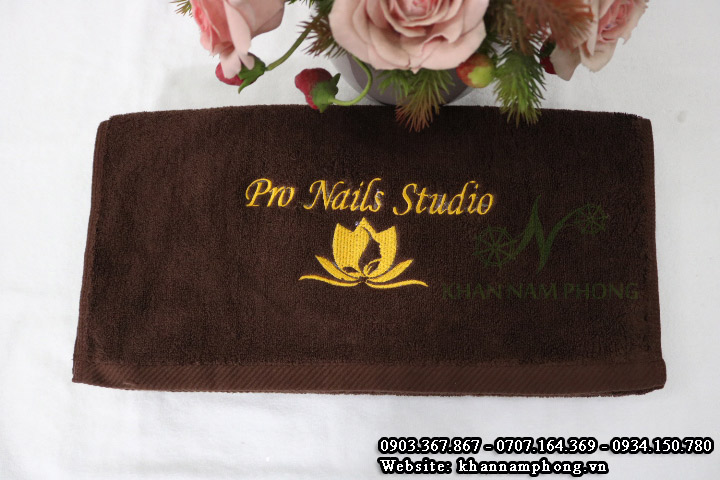 Mẫu khăn Pro Nails Studio (Nâu socola – Cotton)