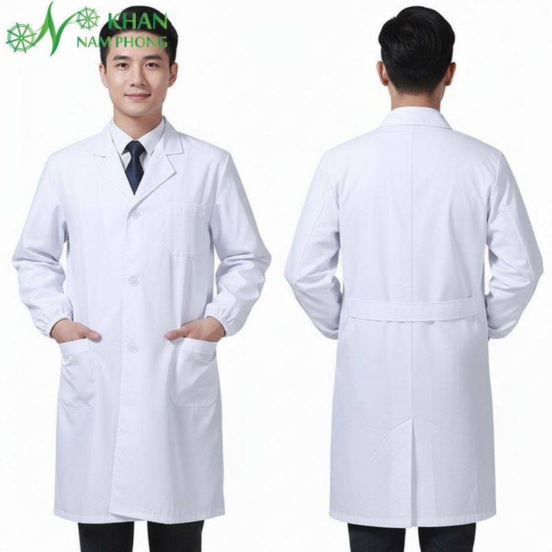 Áo Blouse Cổ Tim (Cổ V) Nam/ Nữ Cao Cấp Màu Trắng – Đồng Phục Spa, Clinic, TMV, Bệnh Viện
