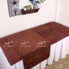 Bộ Khăn Trải Giường Spa Màu Nâu Microfiber Thêu Logo
