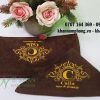 Khăn quấn tóc spa màu nâu socola cotton thêu logo Calla Spa & Beauty chỉ vàng
