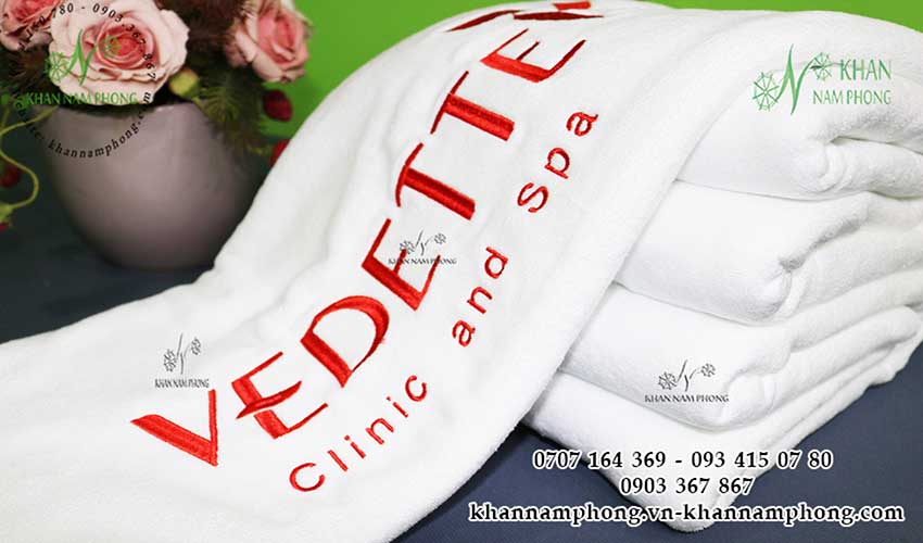 Mẫu khăn trải giường Vedette clinic and Spa (Trắng-Microfieber)