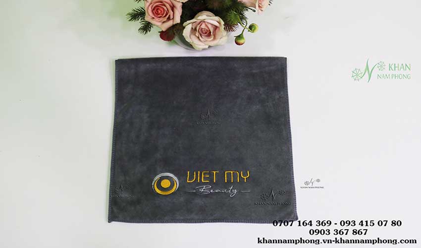 Mẫu khăn quấn tóc Việt Mỹ Spa (Xám - Microfiber)