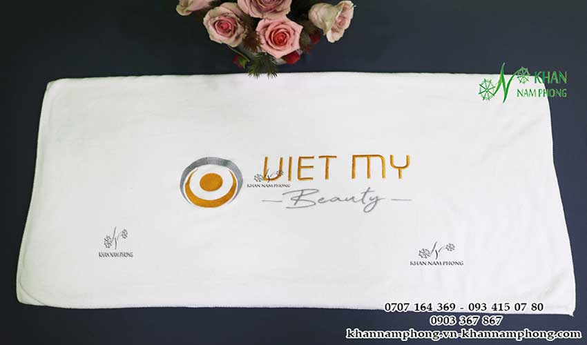 Mẫu khăn trải giường Việt Mỹ Spa (Xám-Microfiber)