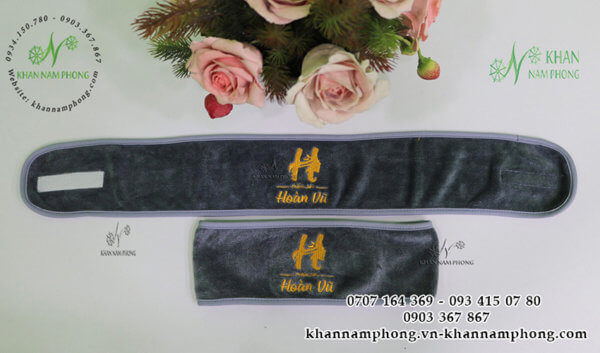 băng đô spa của Thẩm mỹ Hoàn Vũ màu xám, chất liệu microfiber