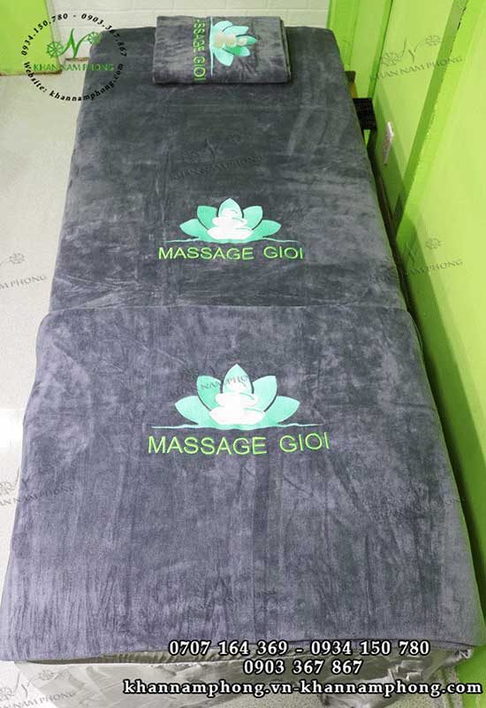 Mẫu khăn trải giường Massage GIOI (Xám - Microfiber)