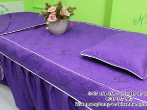 Ga giường Spa màu Tím chất liệu Trần bông