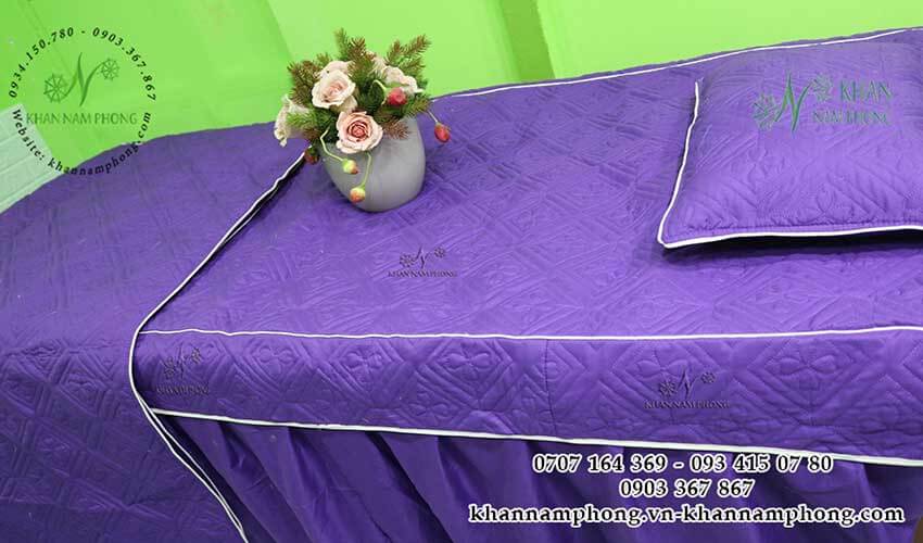 Ga giường Spa màu Tím chất liệu Trần bông