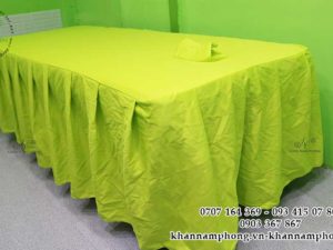 Ga giường Spa màu Xanh cốm chất liệu vải sọc chéo