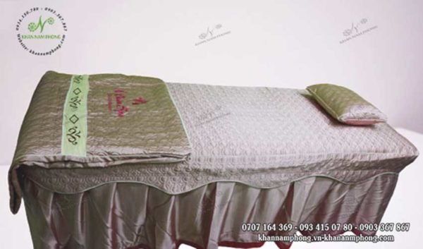 Dra giường Spa chất liệu Cotton trần bông màu hồng