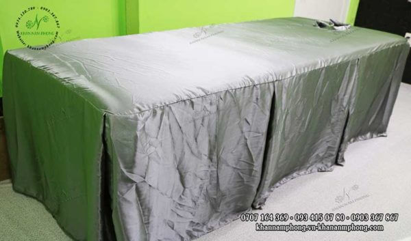 Ga giường Spa màu Xám chất liệu Lụa phi bóng