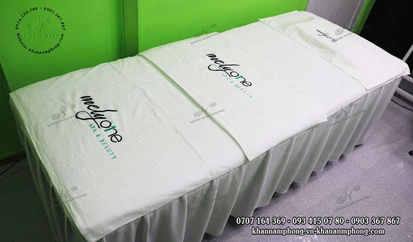 Mẫu khăn trải giường Melyone Spa & Beauty (Trắng - Cotton)