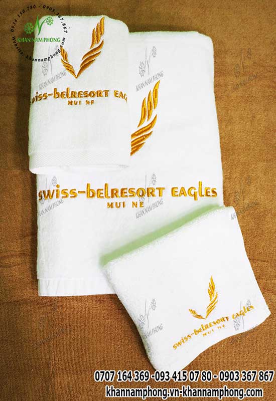 Mẫu khăn quấn tóc Swiss - Belresort Eagles (Trắng - Cotton)